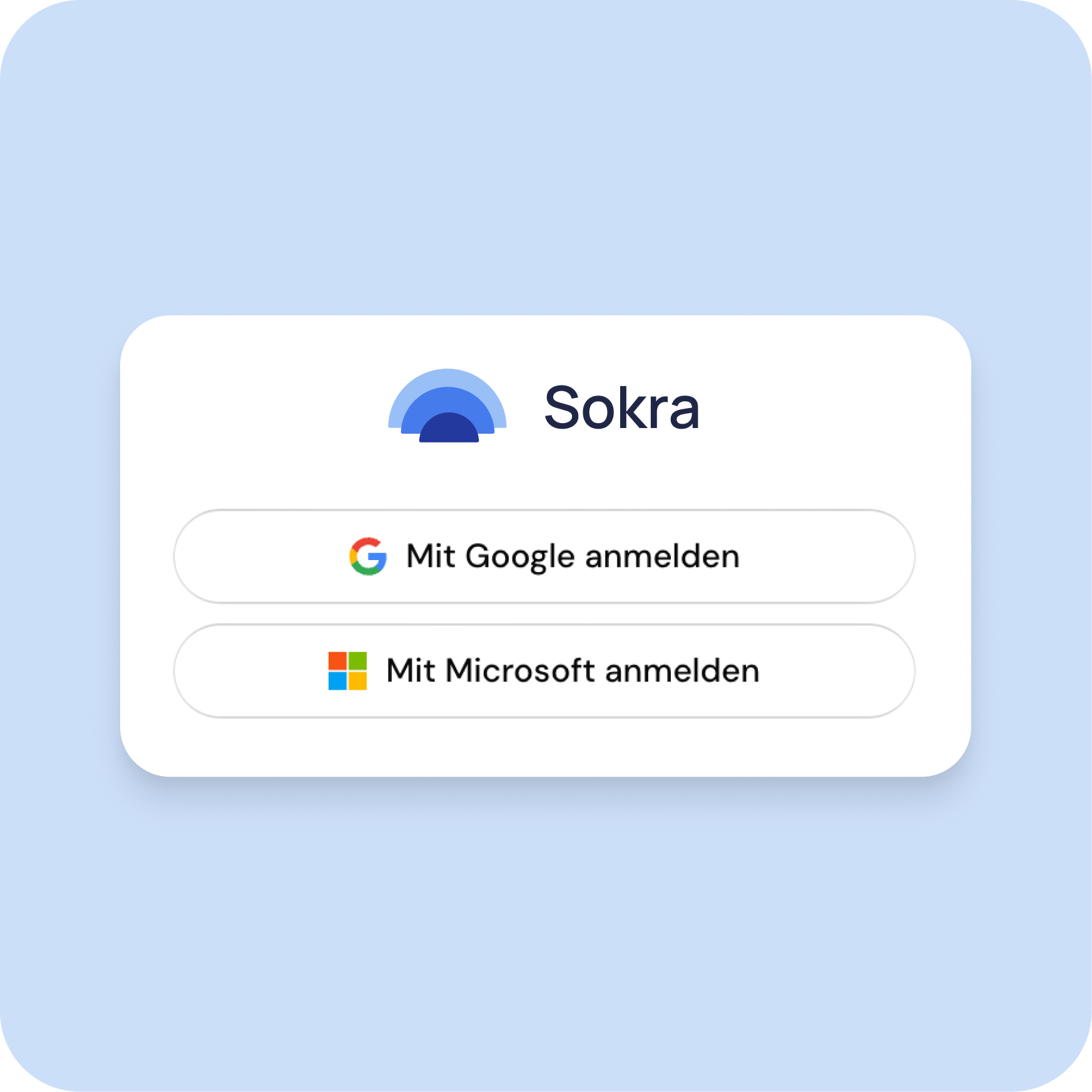 Google and Microsoft SSO sign-in options in Sokra.